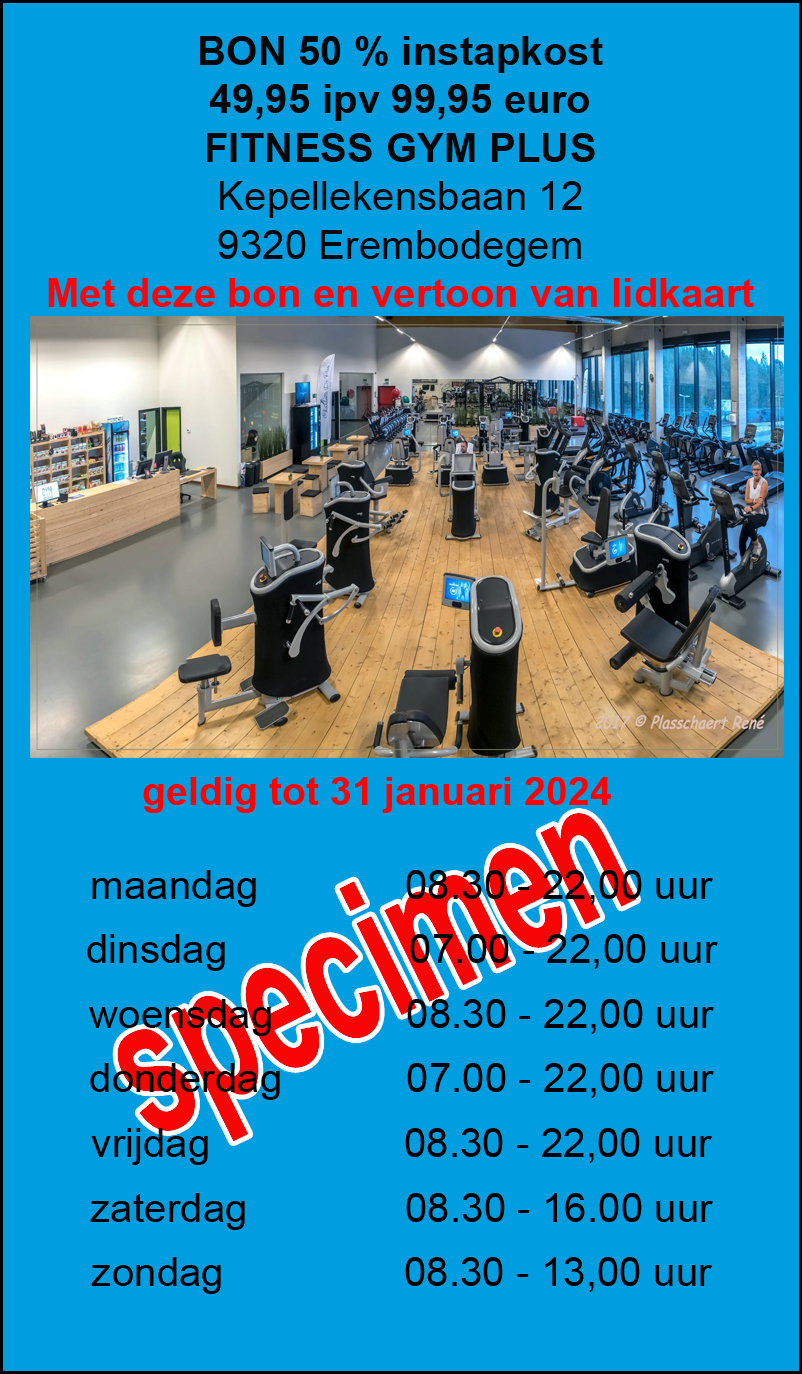 2023 voordeel  50� intake Fitnesscenter Gym Plus